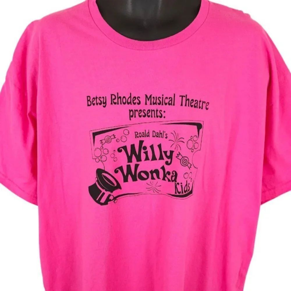 Willy Wonka T Shirt Mens Size 2XL Pink Roald Dahl Betsy Rhodes Musical Theatre